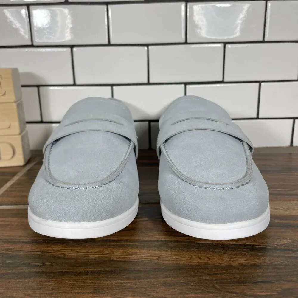 Lands End Everyday Penny Loafer Shoes Youth Boys Size 6 Soft Slate Vegan Leather
